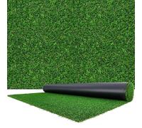 Césped artificial, 457,2 x 213,36 cm. Alfombra de césped sintético, con una altura de pelo de 3,5 cm. Roll de césped artificial realista, fácil de limpiar, con orificios de drenaje, ideal para patios,