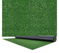 Césped artificial, 548,64 x 304,8 cm. Alfombra de césped sintético, altura de pelo de 1,5 cm. Roll de césped artificial realista, fácil de limpiar, con orificios de drenaje para patios, jardines, balc