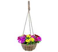 Cesta colgante de mimbre con cordón natural, 30 cm