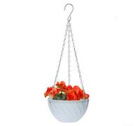 Cesta colgante de polipropileno con funcionalidad de drenaje y sistema de suspensión de triple cadena para aplicaciones seguras para colgar plantas (azul)