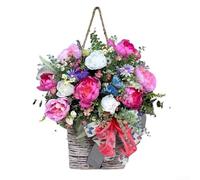 Cesta colgante decorativa con diseño de flores de verano para porche, entrada, sala de estar, balcón, uso interior y exterior
