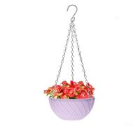 Cesta colgante habilitada para drenaje con cadenas de triple suspensión para una visualización segura de plantas y flores en maceta (morado)