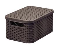 Cesta con tapa Curver Rattan Style M marrón oscuro 205847