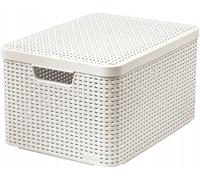 Cesta Curver con Tapa Estilo Ratán Crema L