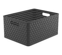 Rotho Country Caja de almacenamiento 28l en aspecto de ratán, Plástico (PP) sin BPA, antracita, A4+/28l (43.0 x 33.0 x 21.5 cm)
