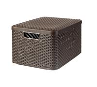 Curver Cesta con tapa 205861, efecto mimbre, polipropileno, tamaño grande