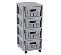 Cesta de almacenamiento 4x 11L con ruedas estilo escandinavo portátil Curver