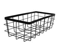 Cesta de Almacenamiento de Hierro Rectangular Montada en Pared Negra | Gran Capacidad, Bordes Suaves y Estructura Resistente, Estilo Simple Moderno para Cocina y Baño