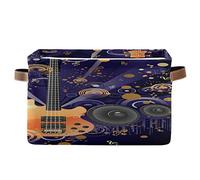Cesta de almacenamiento de música para guitarra, cubo de almacenamiento de juguetes, cesta plegable con asas, cesta de almacenamiento de tela para estantes, guarderías, hogar, armario y oficina