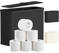 Cesta de almacenamiento para papel higiénico con tapa – Almacenamiento para rollos de papel higiénico y toallas – Organizador de baño de tela para rollos de papel higiénico y toallas