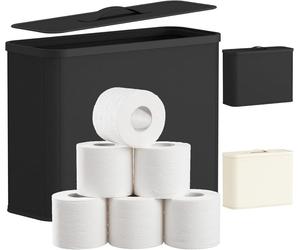 Cesta de almacenamiento para papel higiénico con tapa – Almacenamiento para rollos de papel higiénico y toallas – Organizador de baño de tela para rollos de papel higiénico y toallas