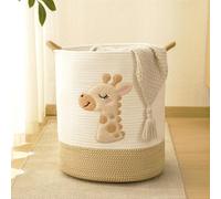 Cesta de almacenamiento – Trenzada – Grande – Para niños – Cesta de lavandería para bebés – Habitación infantil – Recolector de ropa sucia – Tejido – Cestas de juguete de cuerda de algodón – Cesta de 