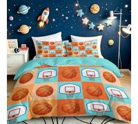 Cesta de baloncesto, funda nórdica | Sport Minimaliste - Juego de cama reversible con funda nórdica para 2 personas y 2 fundas de almohada de 220 x 240 cm