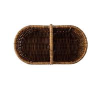 Cesta de cubiertos de cocina tejida de ratán sintético con asa superior para vajilla, servilletas, pícnics y mesa de comedor, uso diario, cesta de almacenamiento de cubiertos, organizador de
