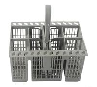 Cesta de cubiertos para lavavajillas, plástico gris con mango desmontable, pieza de repuesto C00257140, compatible con múltiples modelos, diseño para limpieza de cocina