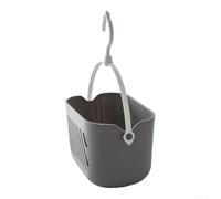 Cesta de ducha de plástico con gancho y orificios de drenaje de 22 cm | Construcción de plástico resistente, resiste grietas, agujeros de drenaje mantienen los artículos secos