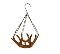 Cesta de exhibición para plantas de balcón, soporte para macetero de herradura de hierro con diseño de marco abierto y gancho de cadena para porche, patio, áreas de decoración de jardín, cesta para de
