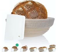 Cesta de fermentación rectangular con raspador de masa de regalo, 25 cm. Cesta para masa de pan hecha de mimbre con forro de lino. Cestas para masa de pan