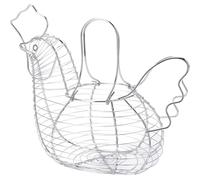 Cesta de Huevos de Hierro Forjado, Contenedor de Huevos Cómodo para Cocina, Cesta Decorativa de Metal Plateado con Gallina, Ideal para Almacenamiento de Huevos Falsos o Reales