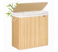 Cesta de Lavandería 150 L 3 Compartimentos Natural