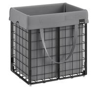 Cesta de lavandería de 50 litros, plegable, con bolsa interior, estructura de metal, color /gris