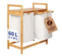 Cesta de lavandería de bambú colector de ropa clasificador de ropa 60L conten...