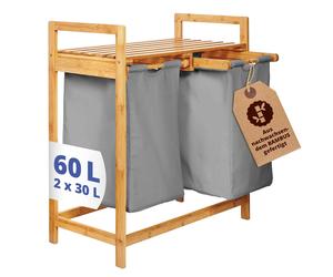 Cesta de lavandería de bambú colector de ropa clasificador de ropa 60L conten...