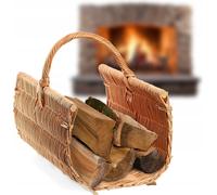 Cesta de madera KADAX, cesta de leña de mimbre, cesta decorativa para chimenea con asa de transporte (40x50x35 cm)