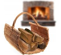 Cesta de madera KADAX, cesta de leña de mimbre, cesta decorativa para chimenea con asa de transporte (46x60x40 cm)