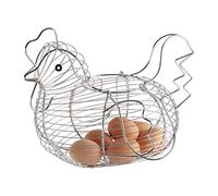 Cesta de metal con forma de gallina para huevos de alambre con forma de gallina, para almacenar 24 huevos para el hogar