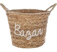 Cesta de Mimbre Blanco Bordado