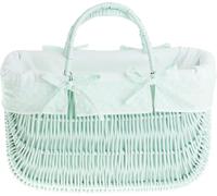 Cesta de mimbre, cesta de mimbre blanca, cesta oval, cesta con asa y adornos, cesta de regalo