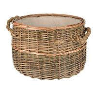Cesta de mimbre/cesta para leña de para su chimenea madera, cesta para la ropa o decoración Diámetro 40