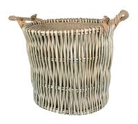 Cesta de mimbre de para leña, cesta para la colada o decoración natural, 42 x 42 x 38 cm