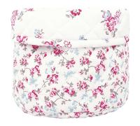 Cesta De Pan Greengate ELSY Blanca Con Flores Cesta Redonda De Algodón 17x21 cm