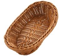 Cesta de pan tejida de mimbre ovalada, cesta de almacenamiento de 10.2 pulgadas para alimentos, frutas, cosméticos, mesa y baño
