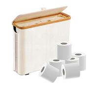 Cesta de papel higiénico, organizador plegable de tela Oxford con tapa y asa, para hasta 12 rollos, para el hogar, baño, sala de estar, cuarto de lavado