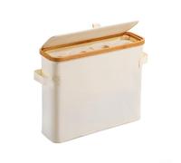 Cesta de papel higiénico portátil con tapa y asa, soportes para 12 rollos, material Oxford con marco de madera, protege el contenido de la humedad (beige)