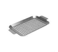 Cesta de parrilla de acero inoxidable con agujeros para pescado, carne, verduras, juego de jaula de red resistente para parrilla al aire libre, accesorios de barbacoa de gas de carbón (49,5 x 30 x 2
