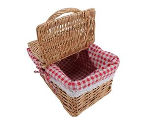 Cesta de Picnic de Mimbre, Diseño Elegante con Gran Capacidad y Tapa Doble para Acampar, Jardín, Día de la Madre, For Fiestas al Aire Libre y Regalos Especiales