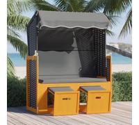 Cesta de playa "Living Store" con techo, fabricada en ratán sintético y madera maciza, en color y gris antracita