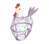 Cesta de recolección de huevos - 19 x 17 x 7,5 cm cesta de metal en forma de gallina | Estante de almacenamiento decorativo para colección colección jardín patio trasero Pascua mostrador escritorio
