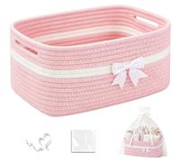 Cesta de regalo hecha de cuerda de algodón, de 34,5 x 25,5 x 15 cm, que incluye una bolsa y un lazo
