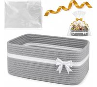 Cesta de regalo resistente, de 40x30 cm, fabricada con cuerda de algodón, segura para niños y mascotas