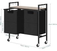 Cesta de ropa con ruedas, 2 compartimentos, organizador de ropa con espacio de almacenamiento, tejido Oxford impermeable, bolsa para ropa, caja de ropa multifuncional para lavandería, baño o dormitori