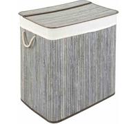 Cesta de ropa con tapa de WohnDirect, color gris bambú, 72 litros - Ancho: 41 cm, Alto: 61 cm, Profundidad: 32 cm