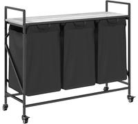 Cesta de ropa - Cubo para lavar - Cesta de lavandería - Contenedor de ropa sucia - Contenedor de lavandería - 3 compartimentos - Ruedas con freno