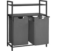 Cesta de ropa de Vasagle, separador de ropa con 2 bolsas extraíbles y removibles, 2 estantes, capacidad de 46 litros por bolsa, ideal para el cuarto de lavado