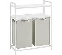 Cesta de ropa de Vasagle, separador de ropa con 2 bolsas extraíbles y removibles, 2 estantes, capacidad de 46 litros por bolsa, ideal para el cuarto de lavado