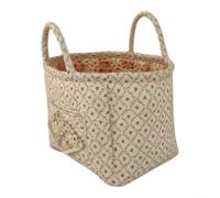 Cesta de Ropa Estampado Floral Amarillo con para bolsillo Cesta | Estampado floral , base amarilla, para estilo cottage, para bolsillo frontal, para ideal baño y lavandería